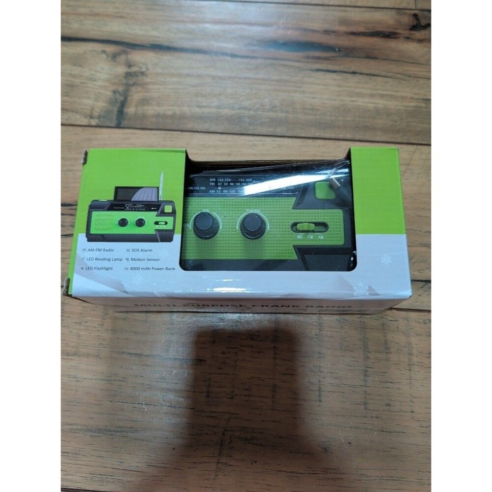 Puiuisoul Emergency Hand Crank Solar Radio AM FM Weather 4000mAh Power Bank Gree